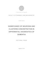 prikaz prve stranice dokumenta Značajnost koncentracije neurozina i klasterina u diferencijalnoj dijagnostici demencija