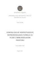 prikaz prve stranice dokumenta Generalizacije Weierstrassove reprezentacijske formule za plohe u Minkowskijevom prostoru