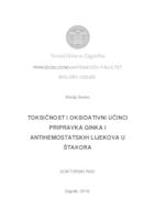 prikaz prve stranice dokumenta Toksičnost i oksidativni učinci pripravka ginka i antihemostatskih lijekova u štakora