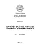 prikaz prve stranice dokumenta Separation of viruses and viroids using monolith chromatography Izdvajanje virusa i viroida monolitnom kromatografijom