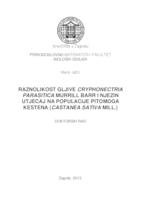 prikaz prve stranice dokumenta Raznolikost gljive Cryphonectria parasitica Murrill Barr i njezin utjecaj na populacije pitomoga kestena (Castanea sativa Mill.)