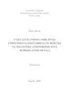 prikaz prve stranice dokumenta Utjecaj ligandnog okruženja i dimenzionalnosti kristalne rešetke na magnetsku anizotropiju iona 3d prijelaznih metala