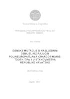 prikaz prve stranice dokumenta Genske mutacije u nasljednim demijelinizirajućim polineuropatijama Charcot-Marie-Tooth tipa 1 u stanovništva Republike Hrvatske  
