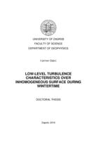 prikaz prve stranice dokumenta Low-level turbulence characteristics over inhomogeneous surface during wintertime