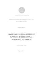prikaz prve stranice dokumenta Invazivna flora Zagrebačke  županije - biogeografija i  potencijalno širenje   