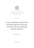 prikaz prve stranice dokumenta Utjecaj srebrnih nanočestica na morske beskralježnjake: biološki učinci na modelima dagnje i ježinaca