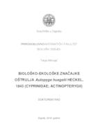 prikaz prve stranice dokumenta Biološko-ekološke značajke oštrulja Aulopyge huegelii Heckel, 1843 (Cyprinidae; Actinopterygii)