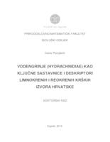 prikaz prve stranice dokumenta Vodengrinje (Hydrachnidiae) kao ključne sastavnice i deskriptori limnokrenih i reokrenih krških izvora Hrvatske
