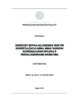 prikaz prve stranice dokumenta Održivost motiva halogenske veze pri kokristalizaciji amina, imina i njihovih koordinacijskih spojeva s perhalogeniranim aromatima