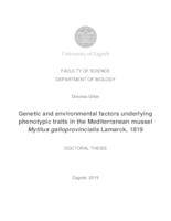 prikaz prve stranice dokumenta Genetic and environmental factors underlying phenotypic traits in the Mediterranean mussel Mytilus galloprovincialis Lamarck, 1819