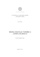 prikaz prve stranice dokumenta Modeli razvoja turizma u Južnoj Dalmaciji
