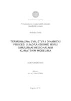 prikaz prve stranice dokumenta Termohalina svojstva i dinamički procesi u Jadranskome moru simulirani regionalnim klimatskim modelima