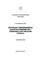 prikaz prve stranice dokumenta Ispitivanje termodinamičkih svojstava binarnih NiZr i ternarnih CuHfTi metalnih stakala