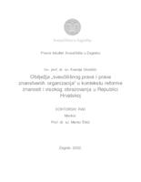 prikaz prve stranice dokumenta Obilježja „sveučilišnog prava i prava  znanstvenih organizacija“ u kontekstu reforme znanosti i visokog obrazovanja u Republici   Hrvatskoj