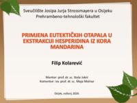 prikaz prve stranice dokumenta Primjena eutektičkih otapala u ekstrakciji hesperidina iz kora mandarina