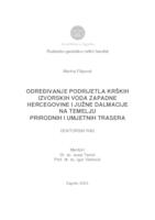 prikaz prve stranice dokumenta Određivanje podrijetla krških izvorskih voda zapadne Hercegovine i južne Dalmacije na temelju prirodnih i umjetnih trasera