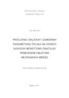 prikaz prve stranice dokumenta Procjena cikličkih i zamornih parametara čelika na osnovi njihovih monotonih značajki primjenom umjetnih neuronskih mreža