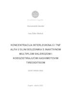 prikaz prve stranice dokumenta Koncentracija interleukina6 i TNF alfa u slini bolesnika s inaktivnom multiplom sklerozom i koegzistirajućim Hashimotovim tireoiditisom 