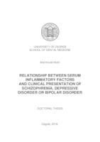 prikaz prve stranice dokumenta Povezanost čimbenika upale i kliničke slike u bolesnika sa shizofrenijom, depresivnim ili bipolarnim poremećajem