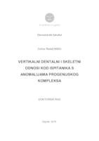 prikaz prve stranice dokumenta Vertikalni dentalni i skeletni odnosi kod ispitanika sa anomalijama progenijskog kompleksa
