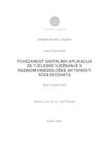 prikaz prve stranice dokumenta Povezanost digitalnih aplikacija za tjelesno vježbanje s kineziološkom aktivnošću adolescenata